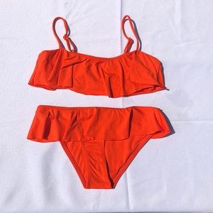 L*Space Orange Ruffle Bikini Set Size 12
